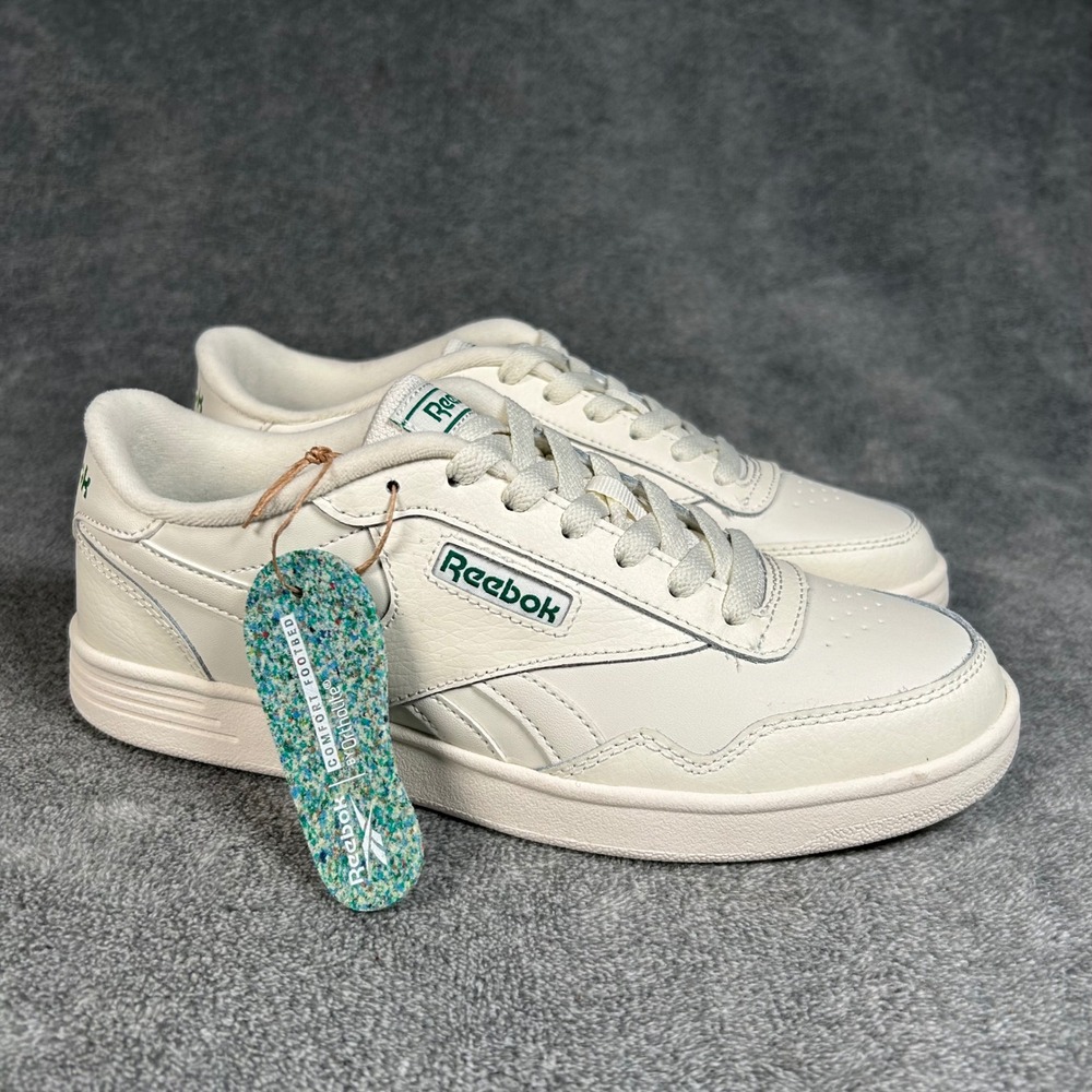 Reebok Court Advance Sneakers White Green Leather Casual Lace Lifestyle Womens 8
